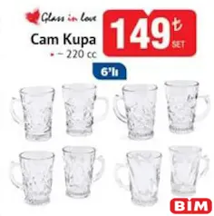 GLASS İN LOVE CAM KUPA 220 CC 6'LI indirimli fiyat GLASS İN LOVE CAM KUPA 220 CC 6'LI fiyat ve kampanya bilgisi